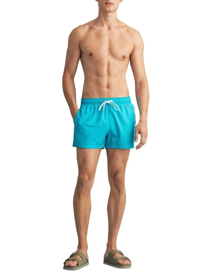 Gant Lightweight Logo Swim Short In Turquoise Lagoon