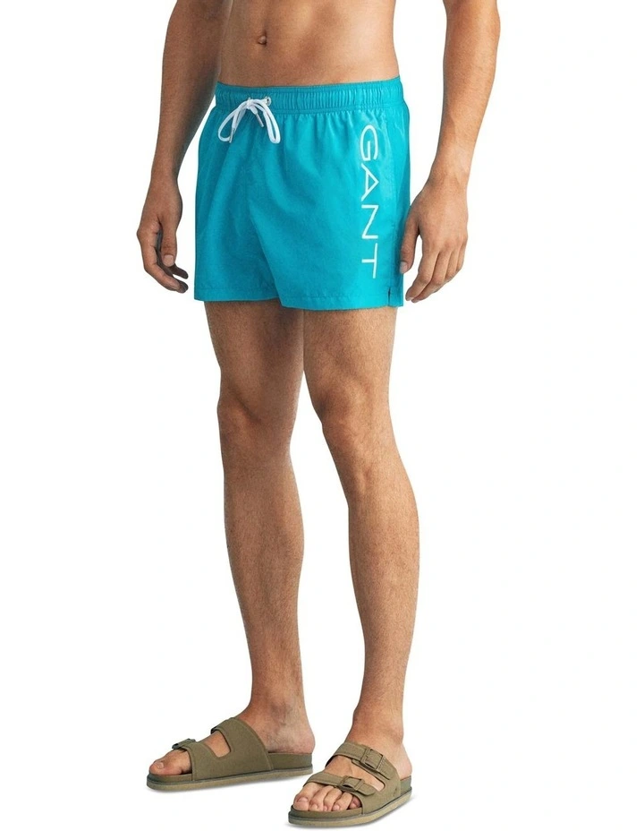 Gant Lightweight Logo Swim Short In Turquoise Lagoon - Image 2