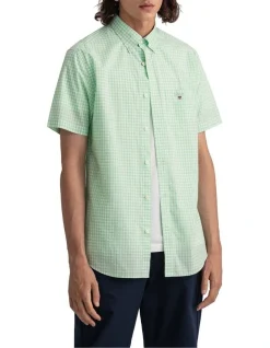 Gant Regular Gingham Short Sleeve Shirt In Absinthe Green