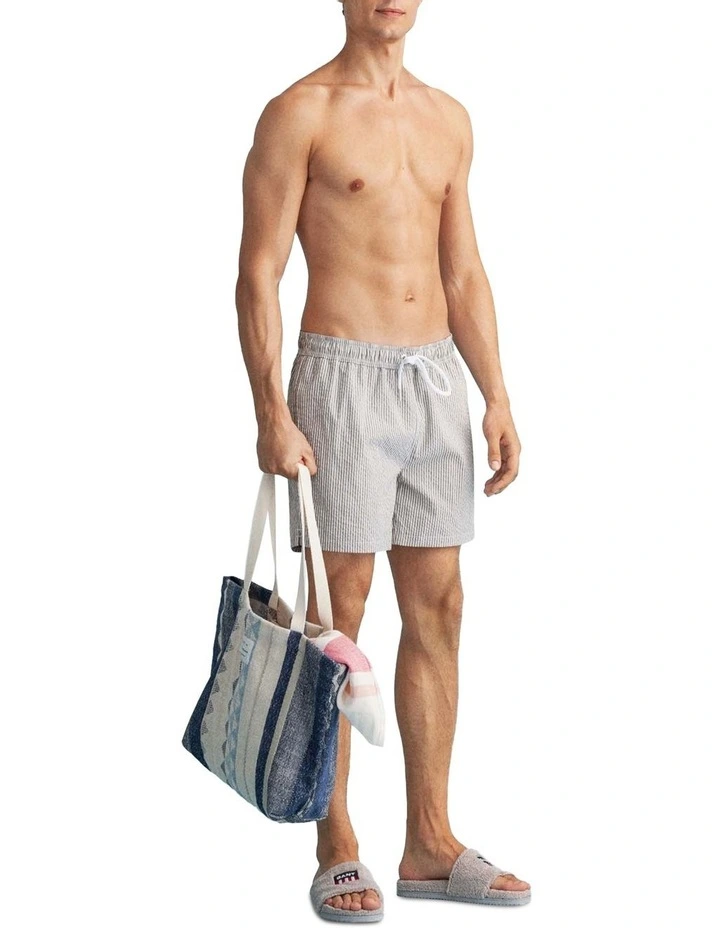 Gant Seersucker Swim Short In Utility Green