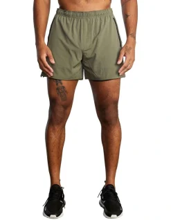 RVCA Yogger Running Shorts In Olive Green