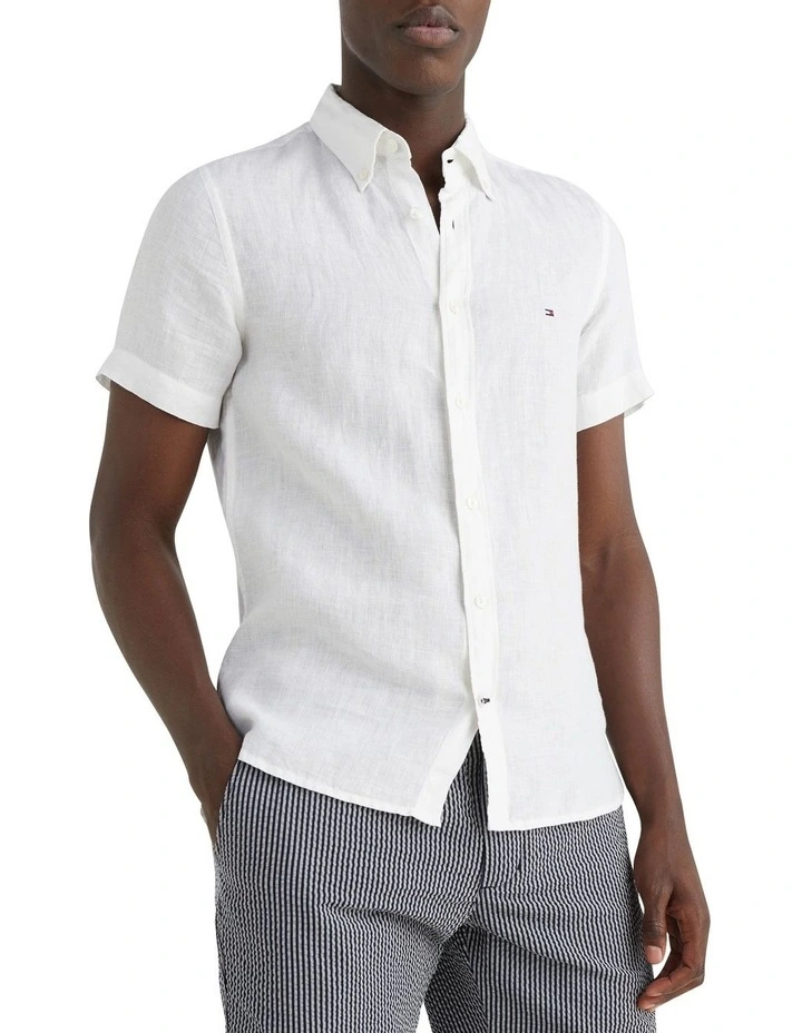 Tommy Hilfiger Pigment Dyed Short Sleeve Shirt In White 1 Tommy Hilfiger Pigment Dyed Short Sleeve Shirt In White