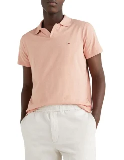Tommy Hilfiger Tech Linen Slim Polo In Guava