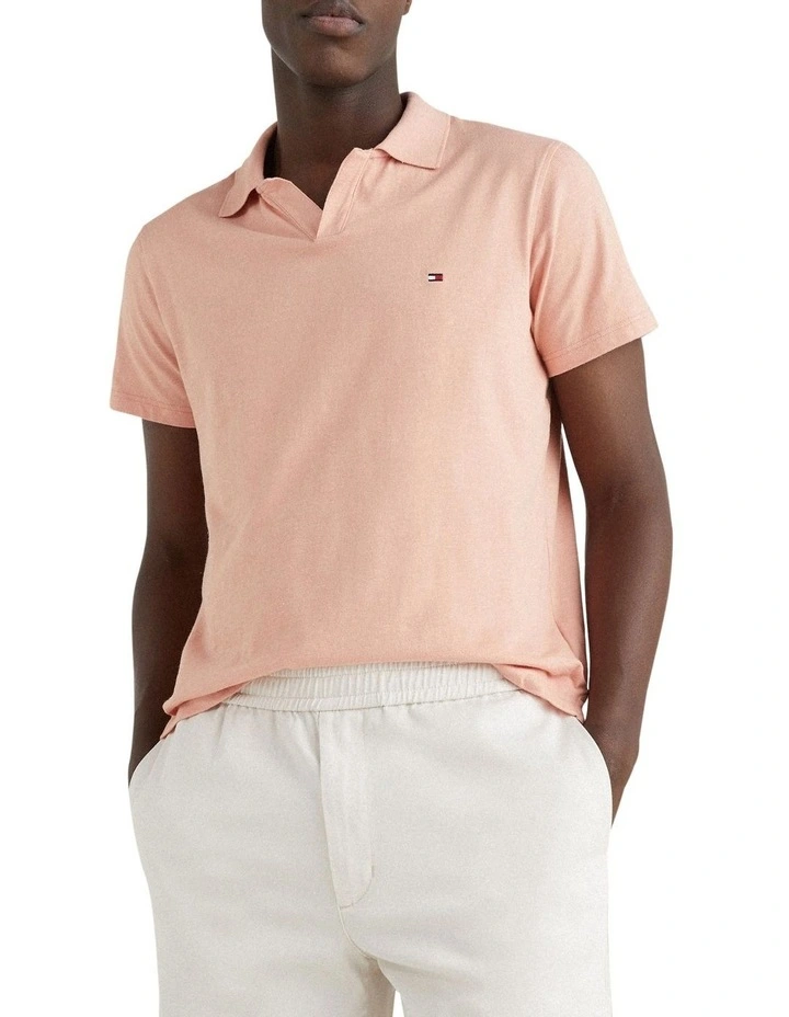 Tommy Hilfiger Tech Linen Slim Polo In Guava 1 Tommy Hilfiger Tech Linen Slim Polo In Guava