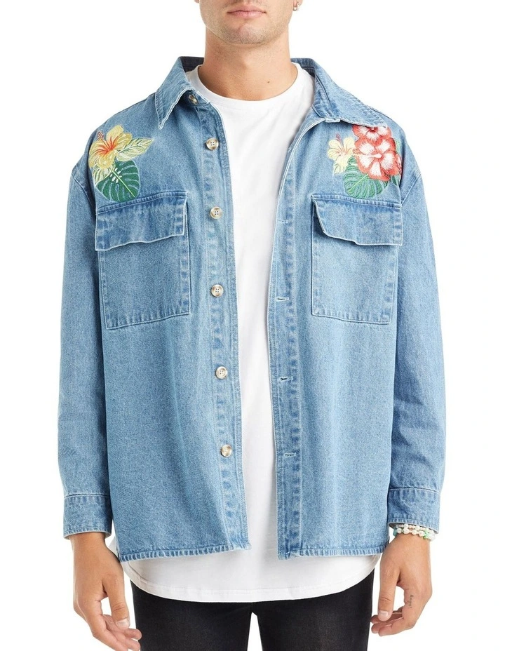 Nana Judy York Denim Over Shirt In Vintage Indigo