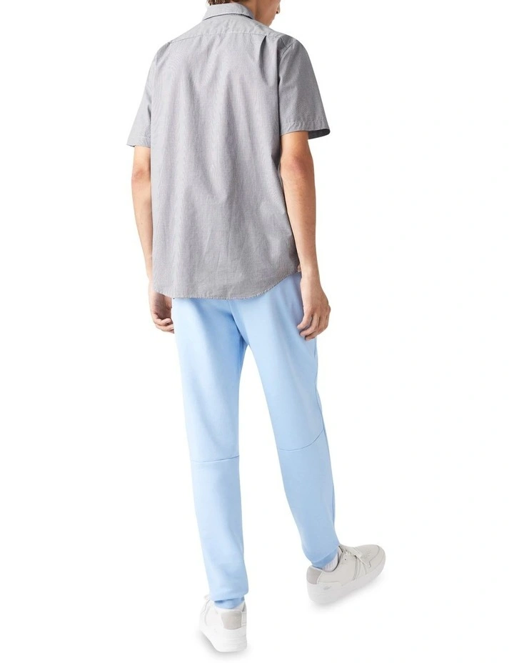 Lacoste Short Sleeve Gingham Poplin Shirt In White/Navy - Image 2