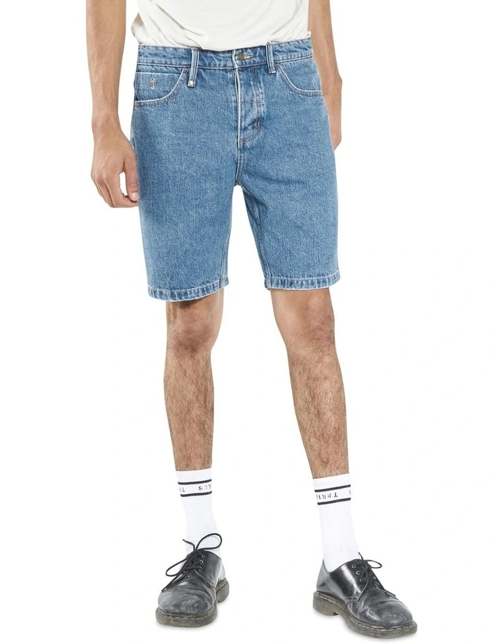 Thrills Chopped Hem Denim Short In Highway Blue