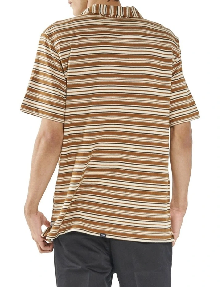 Los Thrills Stripe Bowling Shirt In Stone - Image 3