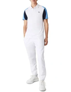 Lacoste Technical Poly Polo In White/Blue