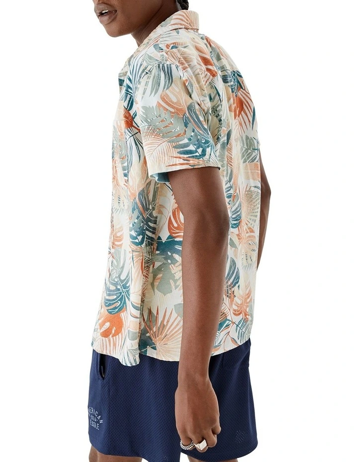 American Eagle Tropical Button-Up Resort Shirt In Blue - Image 2