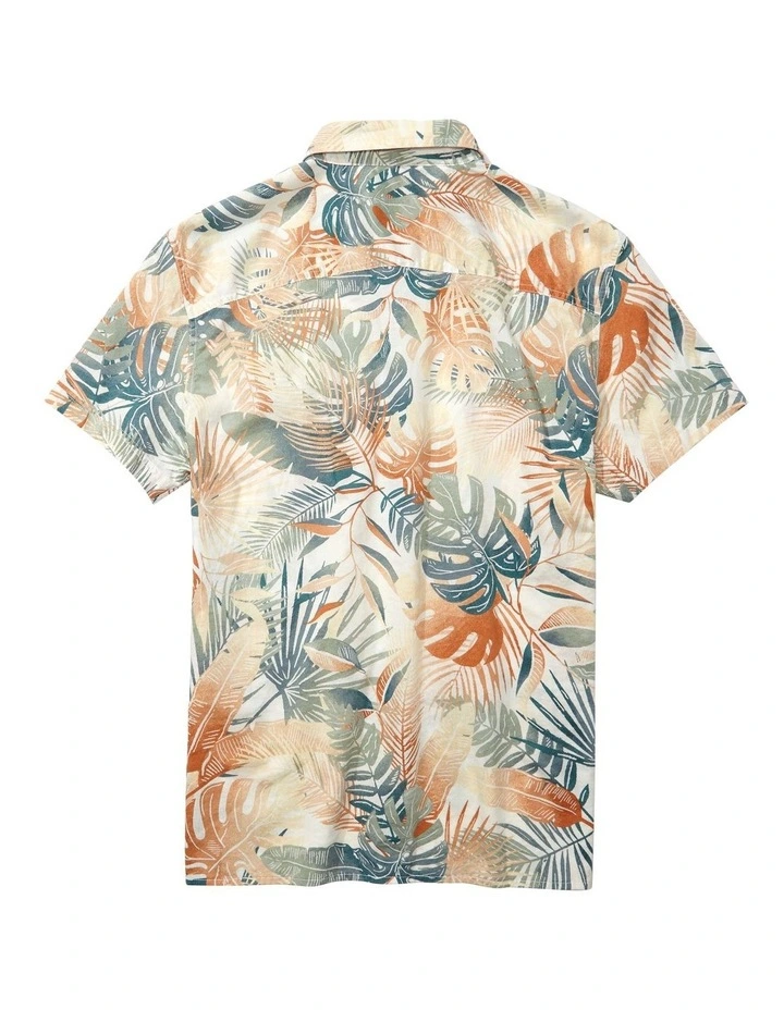 American Eagle Tropical Button-Up Resort Shirt In Blue - Image 4
