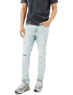 American Eagle AirFlex 360 Patched Slim Jean In Cloudy Blue