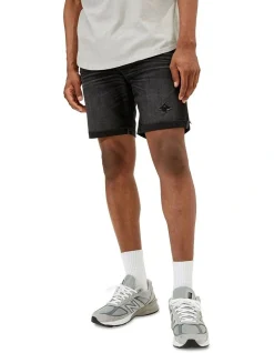 American Eagle AE AirFlex Ripped Move-Free Athletic Denim Short In Black