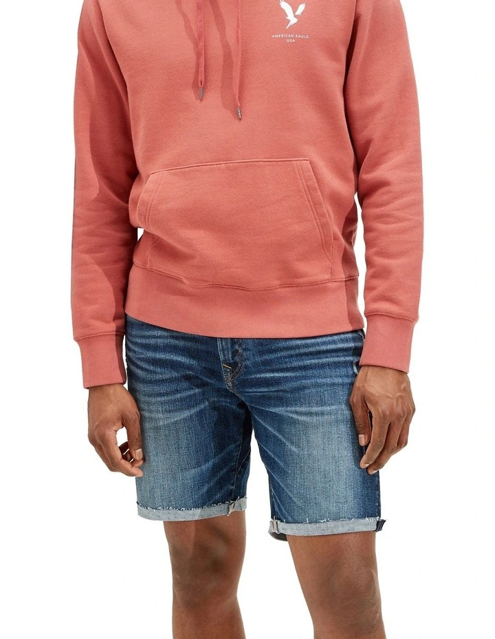 American Eagle AE AirFlex Patched Move-Free Athletic Denim Short In Dark Wash 1 American Eagle AE AirFlex Patched Move-Free Athletic Denim Short In Dark Wash