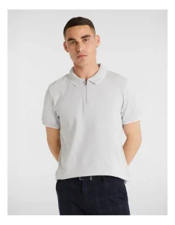 Yd. Carver Textured Polo In Silver
