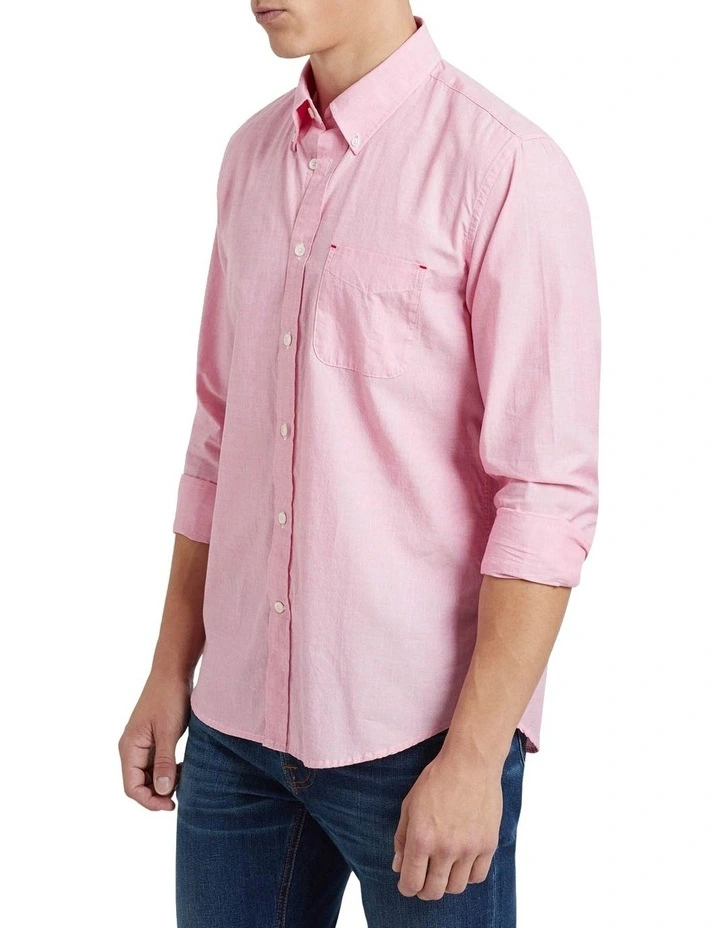 Oxford Portland Regular Fit Shirt In Pink - Image 2