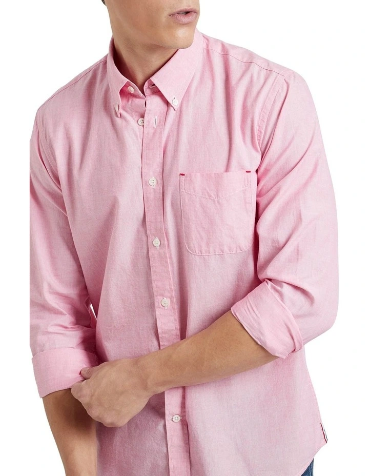 Oxford Portland Regular Fit Shirt In Pink - Image 4