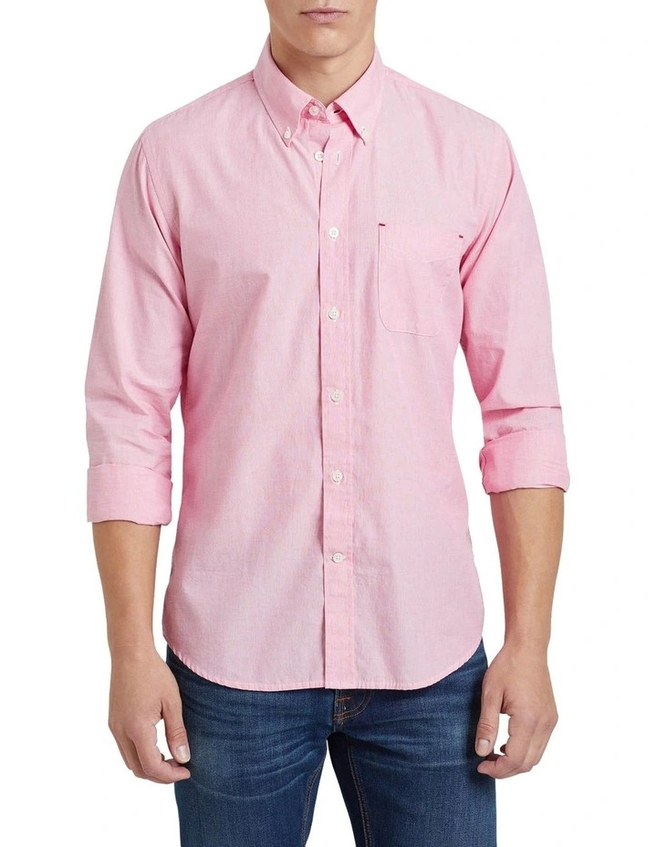 Oxford Portland Regular Fit Shirt In Pink - Image 5
