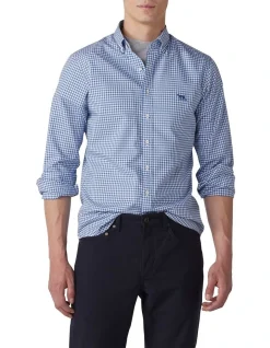 Rodd & Gunn Superfine Gunn Check Oxford Sports Fit Shirt In Sea Blue