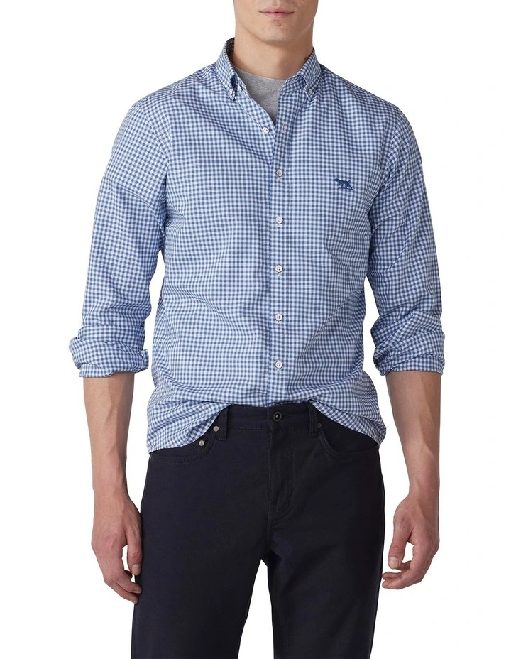 Rodd & Gunn Superfine Gunn Check Oxford Sports Fit Shirt In Sea Blue
