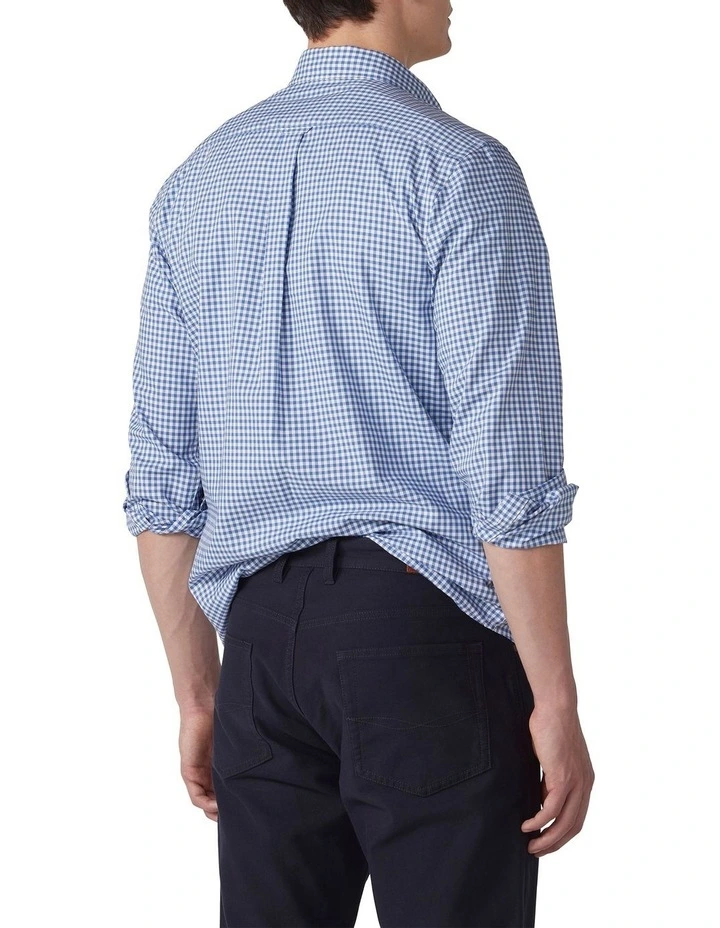 Rodd & Gunn Superfine Gunn Check Oxford Sports Fit Shirt In Sea Blue - Image 3