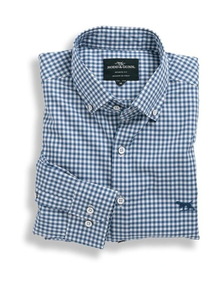 Rodd & Gunn Superfine Gunn Check Oxford Sports Fit Shirt In Sea Blue - Image 4