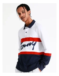 Tommy Jeans Heritage Tommy Long Sleeve Polo Twilight Navy/Multi