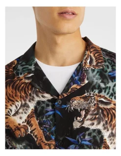 Yd. Tiger King Viscose Print Shirt In Black -Nena & Pasadena Sales 942730390 3 720x928