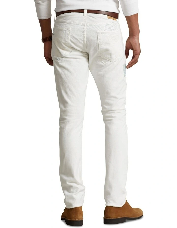 Polo Ralph Lauren Sullivan Slim Distressed Jean In White - Image 2