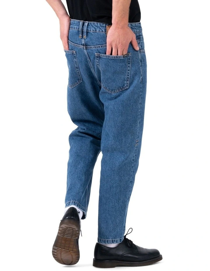 Thrills Chopped Denim Jean In Blue - Image 4