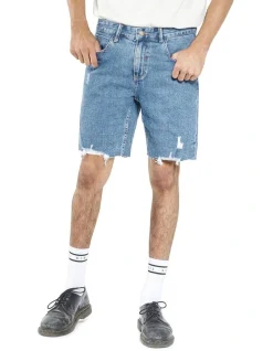 Thrills Destroyed Bones Denim Short In Blue