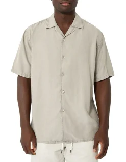 Industrie The Tencel Camp Collar Shirt In Grey