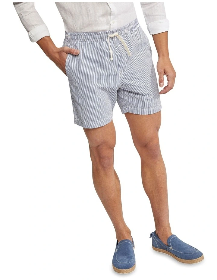 Oxford Toby Striped Shorts In Blue - Image 4
