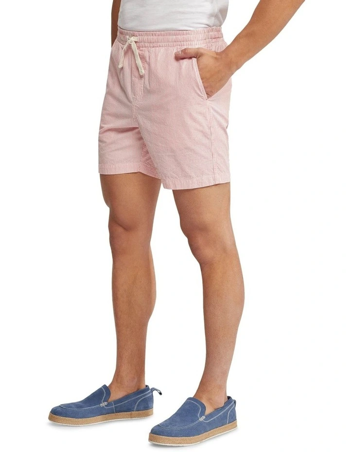Oxford Toby Striped Shorts In Red - Image 2