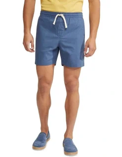 Oxford Toby Linen Cotton Shorts In Blue
