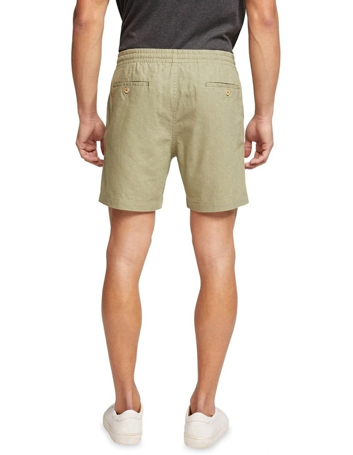 Oxford Toby Linen Cotton Shorts In Green - Image 2