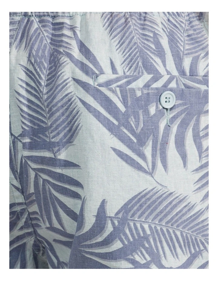 Oxford Toby Linen Cotton Printed Shorts In Blue - Image 6