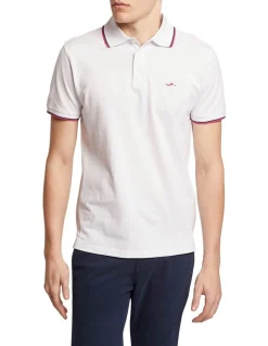 Oxford Derek Pique Tipping Polo In White