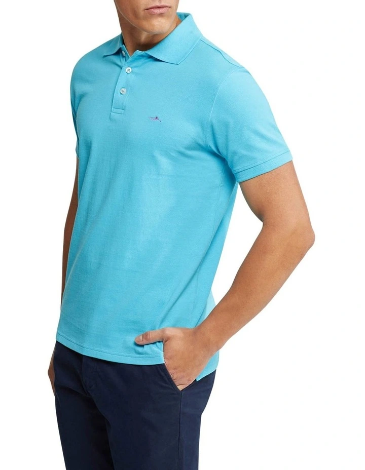 Oxford Mark Pique Polo In Bright Blue - Image 2
