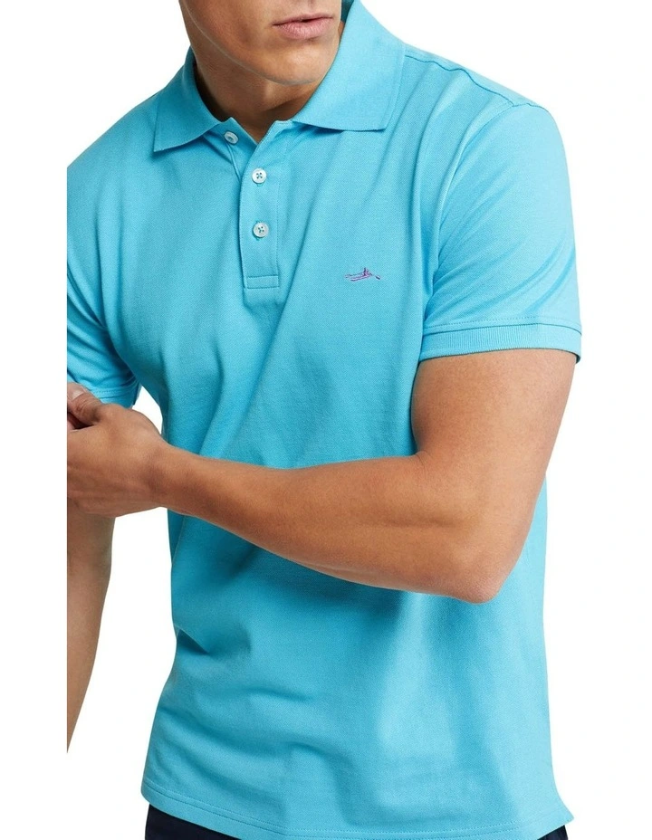 Oxford Mark Pique Polo In Bright Blue - Image 4