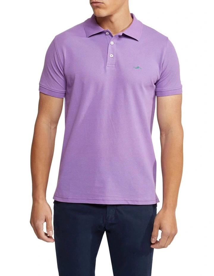 Oxford Mark Pique Polo In Purple