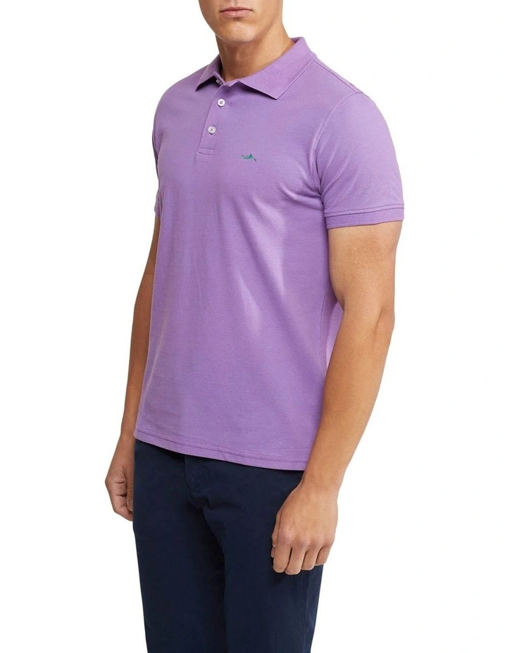 Oxford Mark Pique Polo In Purple - Image 2