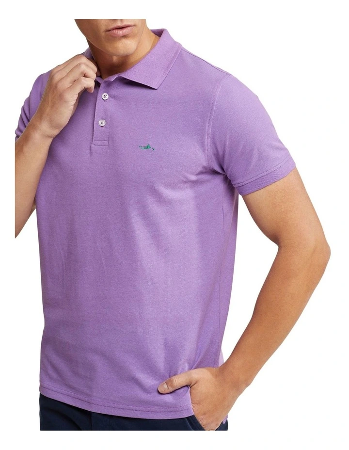 Oxford Mark Pique Polo In Purple - Image 4