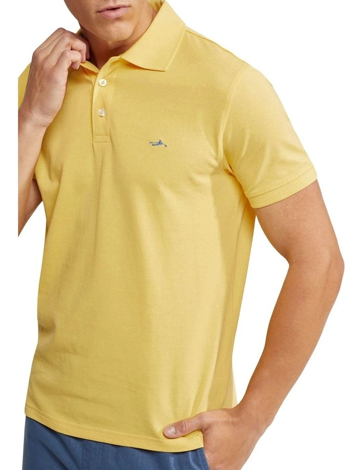 Oxford Mark Pique Polo In Yellow - Image 4