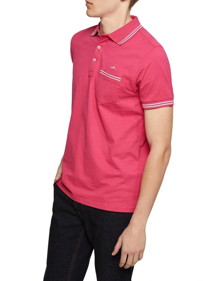 Oxford Nickson Tipping Jersey Polo In Bright Pink - Image 2