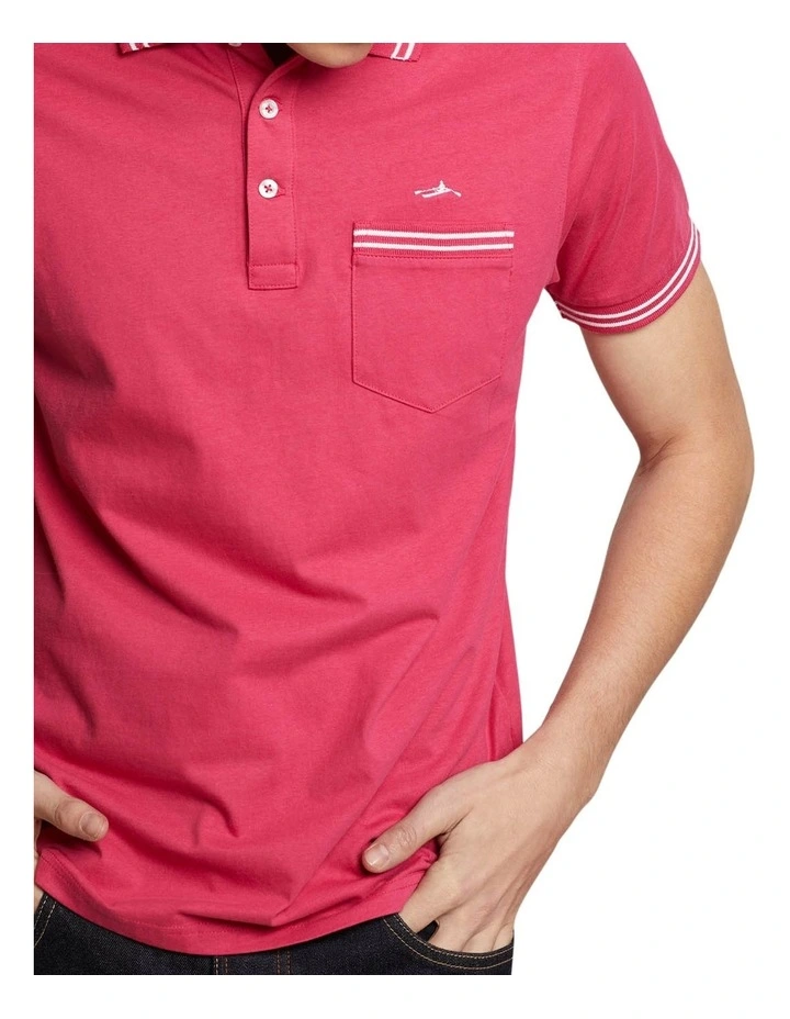 Oxford Nickson Tipping Jersey Polo In Bright Pink - Image 4