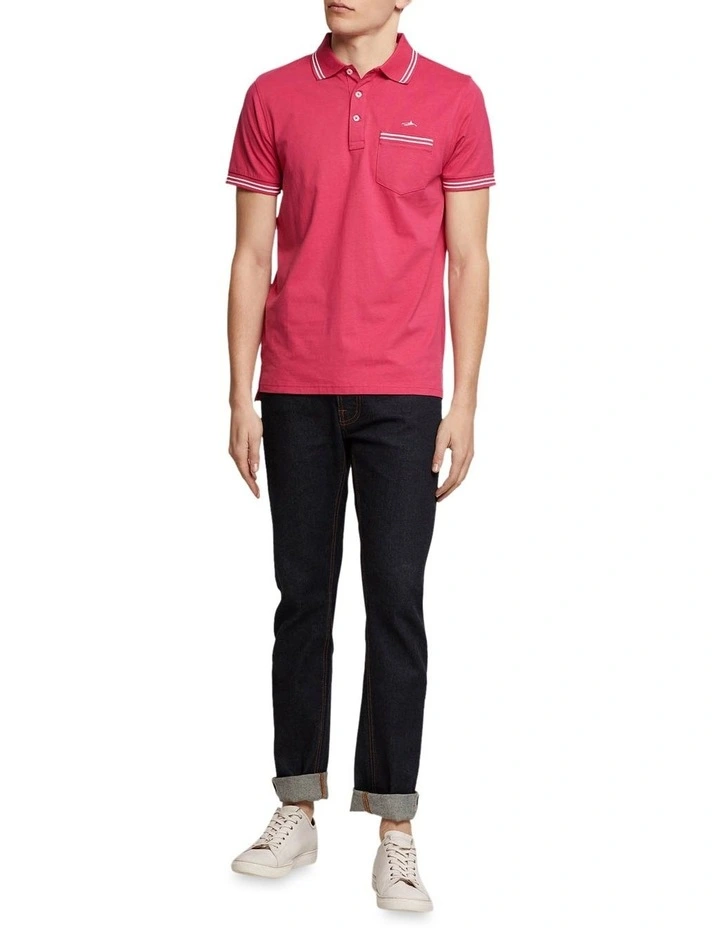 Oxford Nickson Tipping Jersey Polo In Bright Pink - Image 5