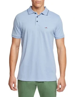 Oxford Jamie Pique Polo In Sky Blue