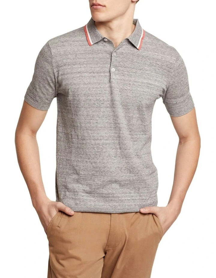 Oxford Newton Knitted Cotton Polo In Grey