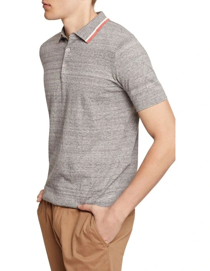 Oxford Newton Knitted Cotton Polo In Grey - Image 2